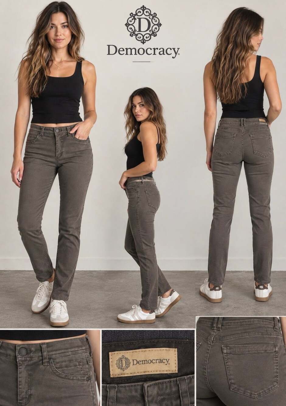 Democracy Ab Technology Skinny Pants Size 6 Charcoal Gray Stretch